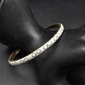 Robert Kuo White Cloisonne Bangle Bracelet Enamel Chinese Vintage